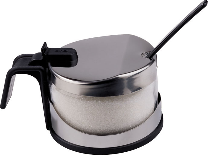 Glass Sugar/Cheese Bowl with spoon