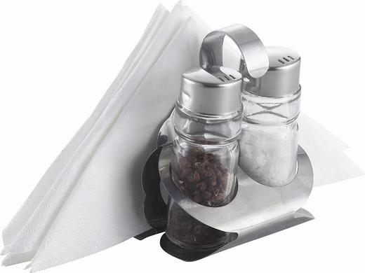 SALT PEPPER AND NAPKIN HOLDER SET