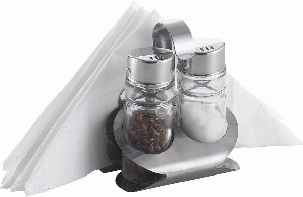 SALT PEPPER AND NAPKIN HOLDER SET
