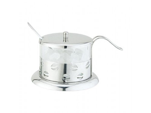 Glass Sugar/Cheese Bowl with spoon