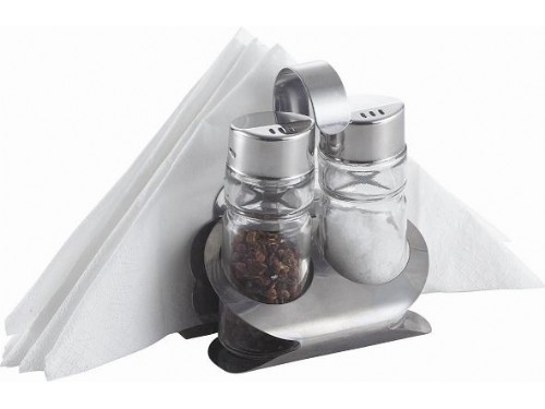 SALT PEPPER AND NAPKIN HOLDER SET